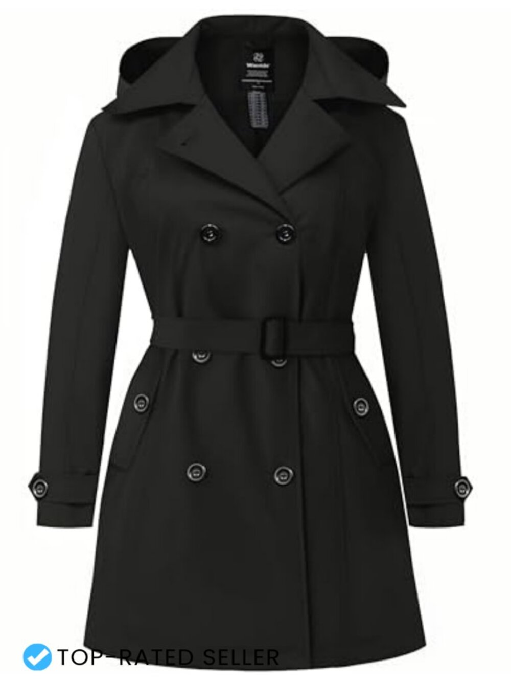 Plus Size Trench Coat Waterproof Hooded Lapel Overcoat